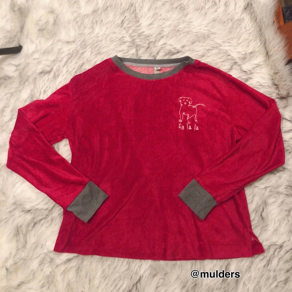 Ellen Degeneres Red & Gray Dog Christmas Embroidery Soft Pajama Shirt - Picture 2 of 9